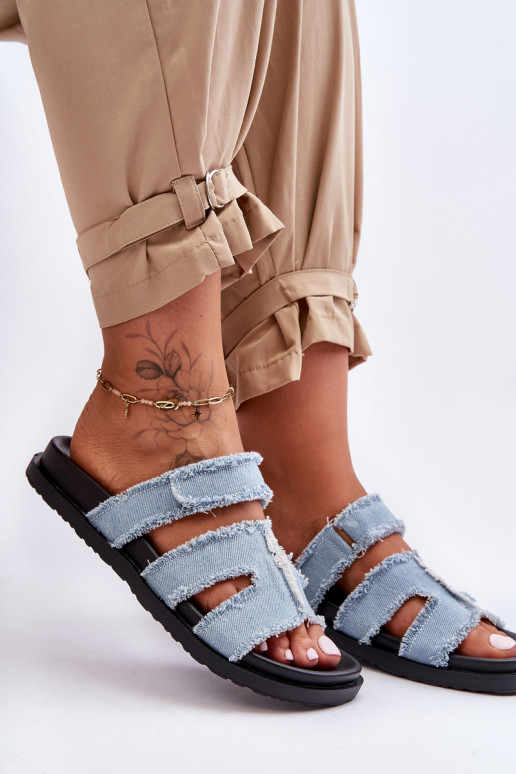 Women's Material Slippers Zip with Blue Lamirose Women's Material Slippers Zip with Blue Lamirose