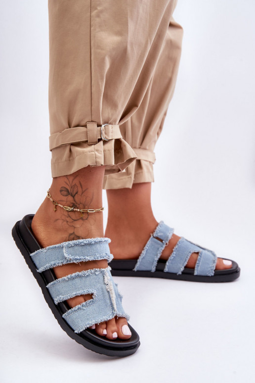 Women's Material Slippers Zip with Blue Lamirose Women's Material Slippers Zip with Blue Lamirose