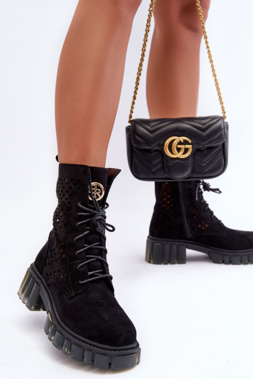 Lace-Up Booties Black Ideally Lace-Up Booties Black Ideally