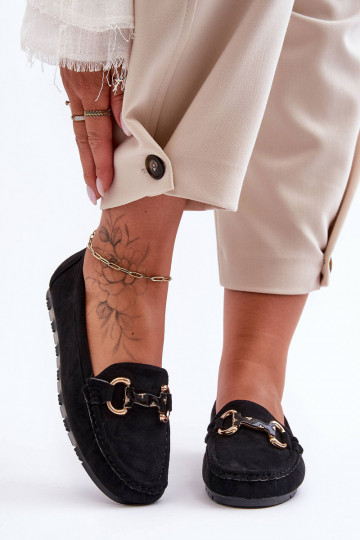 Women's Suede Moccasins with Ornament Green Dionira