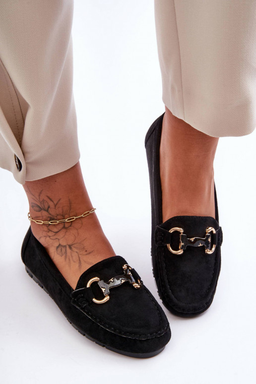 Women's Suede Moccasins with Ornament Green Dionira