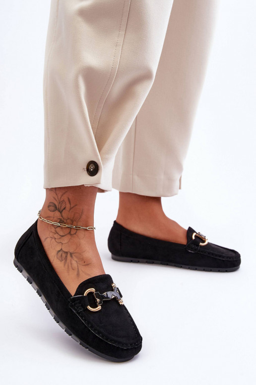 Women's Suede Moccasins with Ornament Green Dionira