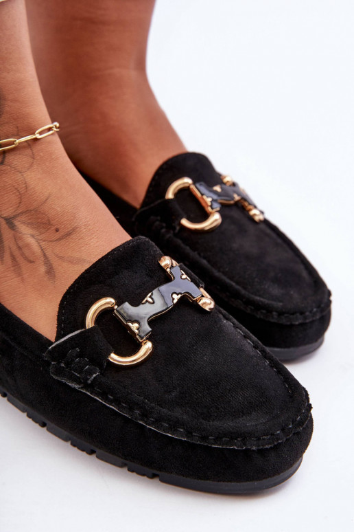 Women's Suede Moccasins with Ornament Green Dionira