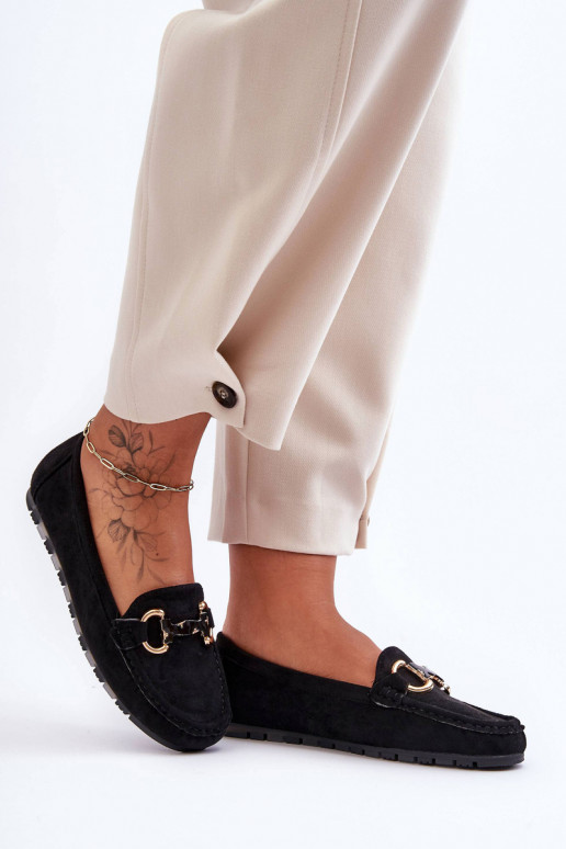 Women's Suede Moccasins with Ornament Green Dionira