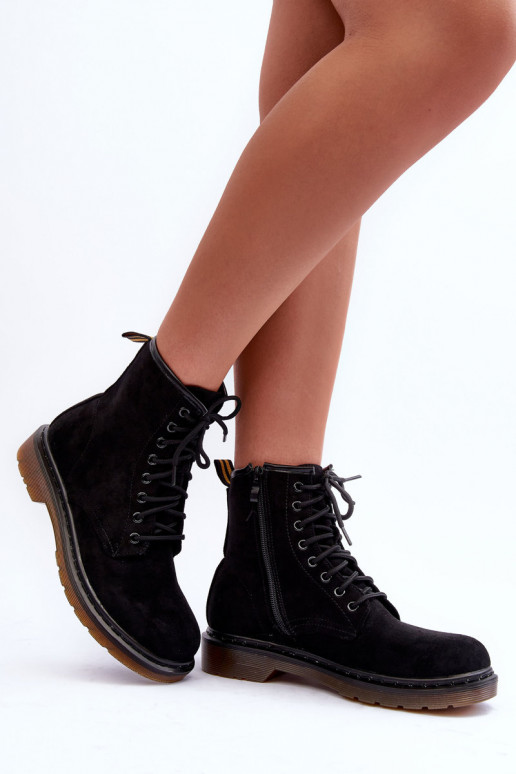 Suede Ankle Boots on Flat Heel Black Asteoris Suede Ankle Boots on Flat Heel Black Asteoris