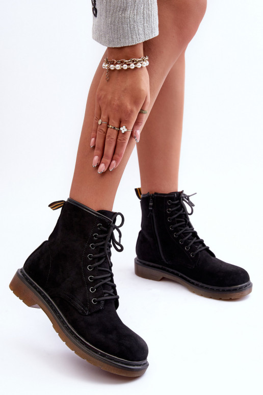 Suede Ankle Boots on Flat Heel Black Asteoris Suede Ankle Boots on Flat Heel Black Asteoris