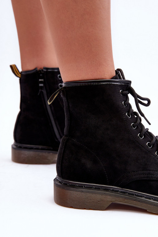 Suede Ankle Boots on Flat Heel Black Asteoris Suede Ankle Boots on Flat Heel Black Asteoris