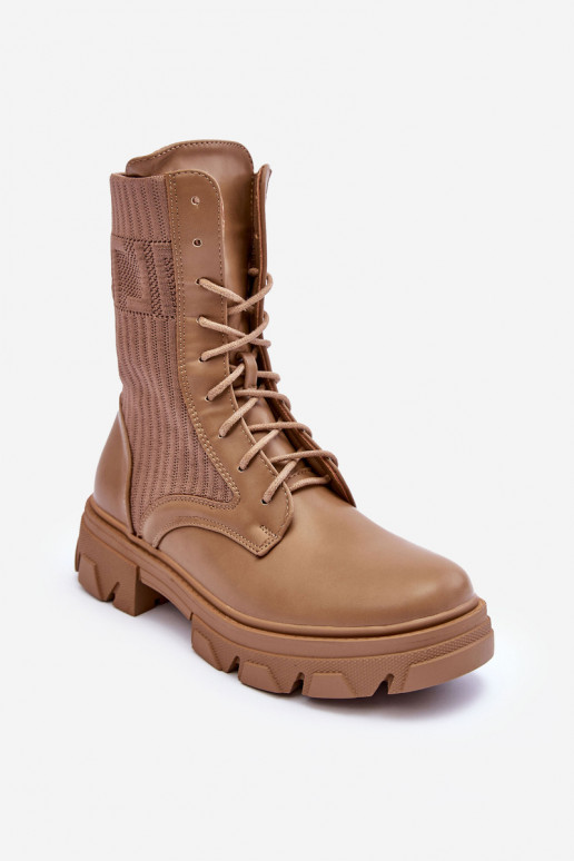 Women's Laced Ankle Boots Dark Beige Marlissa Women's Laced Ankle Boots Dark Beige Marlissa
