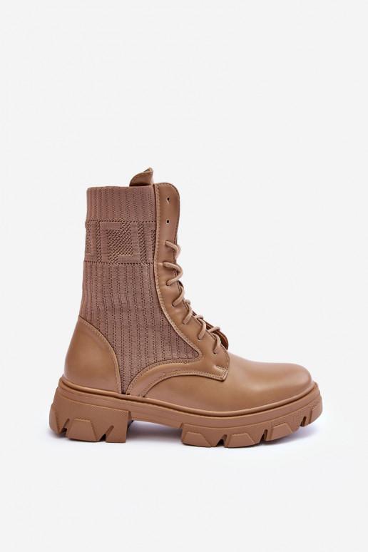 Women's Laced Ankle Boots Dark Beige Marlissa Women's Laced Ankle Boots Dark Beige Marlissa