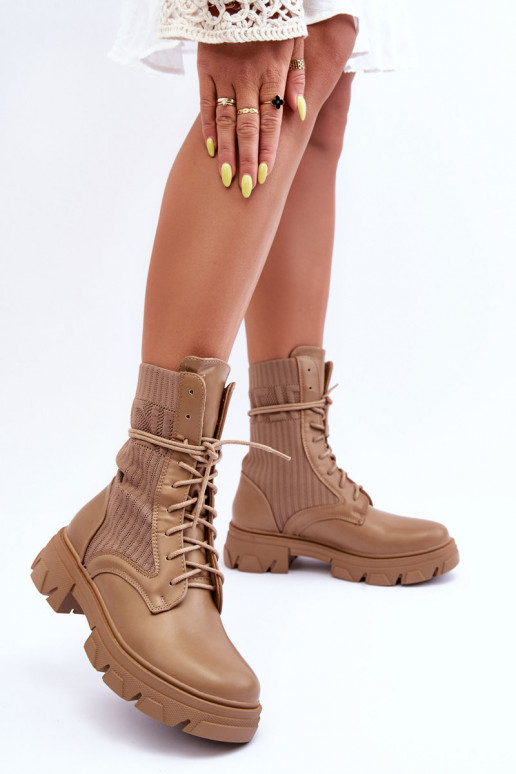Women's Laced Ankle Boots Dark Beige Marlissa Women's Laced Ankle Boots Dark Beige Marlissa