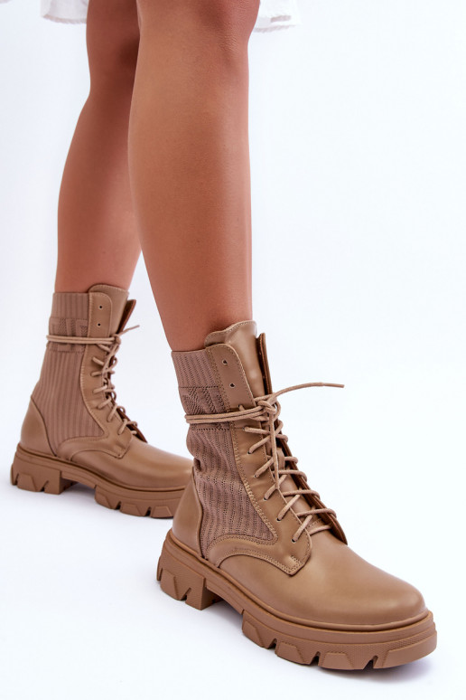 Women's Laced Ankle Boots Dark Beige Marlissa Women's Laced Ankle Boots Dark Beige Marlissa