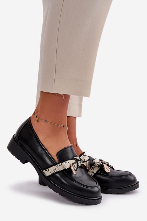 Leather Women's Loafers Black SBarski HY330 Leather Women's Loafers Black SBarski HY330