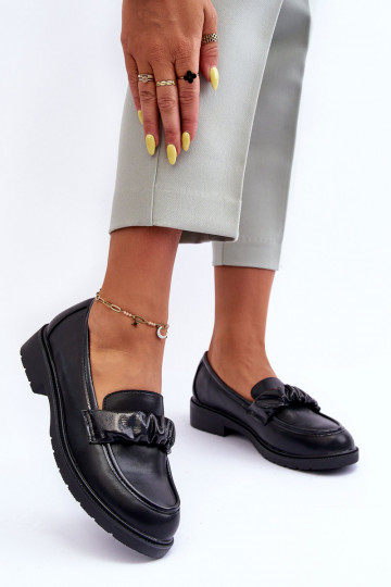 Leather Loafers Half-Boots on Flat Heel Black SBarski HY335 2