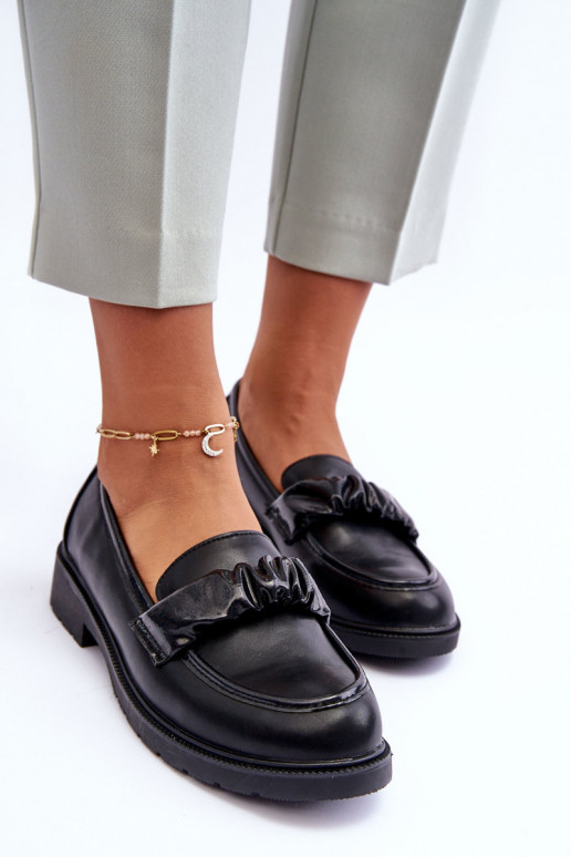 Leather Loafers Half-Boots on Flat Heel Black SBarski HY335 Leather Loafers Half-Boots on Flat Heel Black SBarski HY335