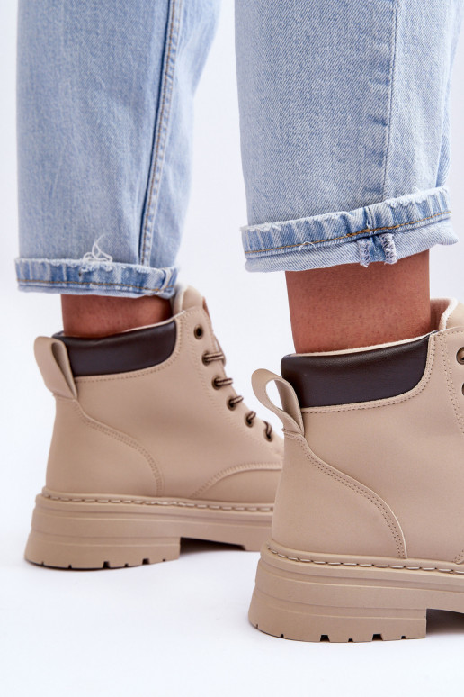 Women's Quilted Lined Lace-Up Boots Beige Corbin