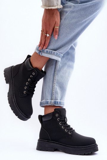 Women's Furry-Lined Lace-Up Boots Black Corbin 2