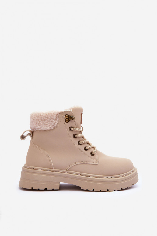 Women's Suede Trapper Boots Light Beige Jette