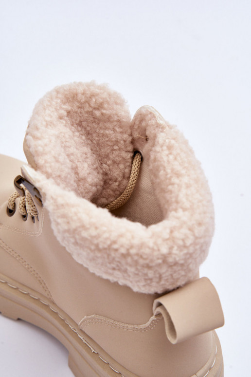 Women's Suede Trapper Boots Light Beige Jette