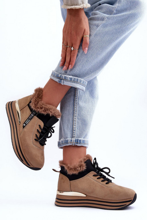 Fur Platform Sports Shoes Dark Beige Jamarie Fur Platform Sports Shoes Dark Beige Jamarie