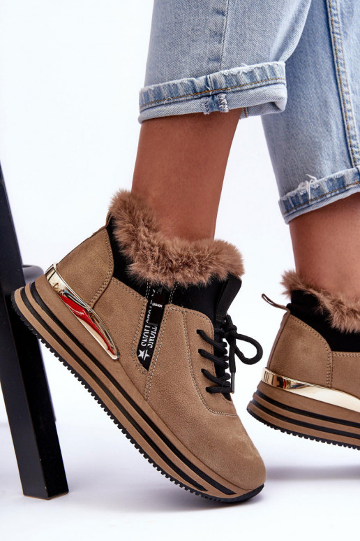 Fur Platform Sports Shoes Dark Beige Jamarie Fur Platform Sports Shoes Dark Beige Jamarie