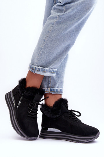 Platform Furry Sports Shoes Black Jamarie 2