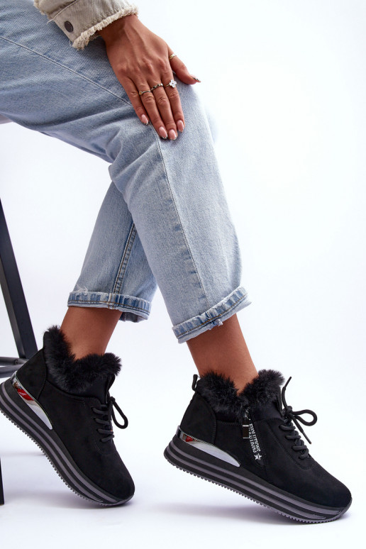 Platform Furry Sports Shoes Black Jamarie Platform Furry Sports Shoes Black Jamarie