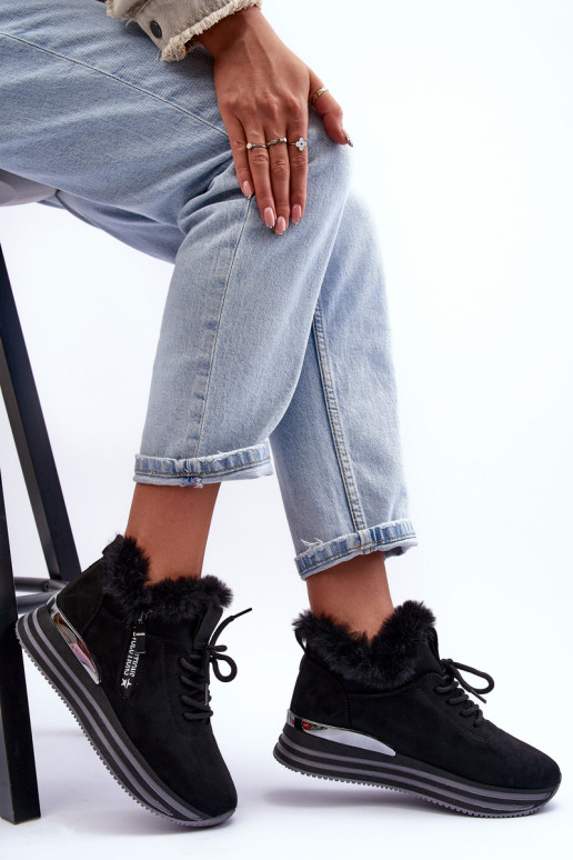 Platform Furry Sports Shoes Black Jamarie Platform Furry Sports Shoes Black Jamarie