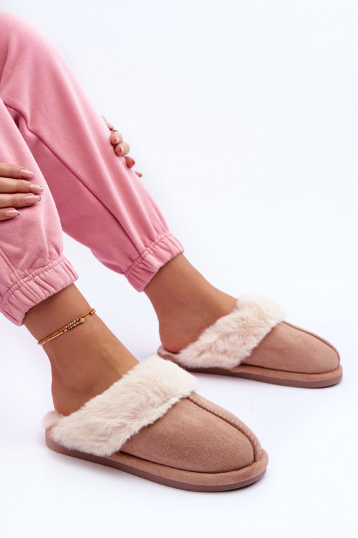 Women's Slippers with Fur Beige Pinky Women's Slippers with Fur Beige Pinky