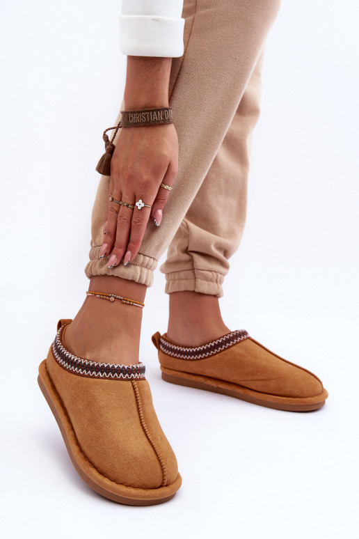 Women's Suede Slippers With Faux Fur Brown Polinna Women's Suede Slippers With Faux Fur Brown Polinna