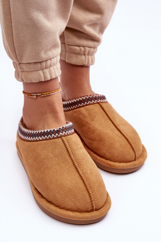 Women's Suede Slippers With Faux Fur Brown Polinna Women's Suede Slippers With Faux Fur Brown Polinna
