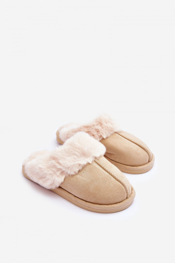 Women's Slippers with Faux Fur Light Beige Pinky 2