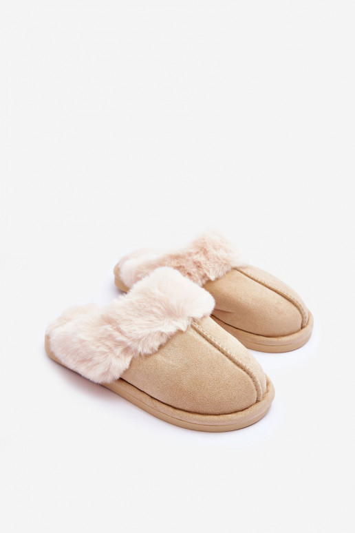 Women's Slippers with Faux Fur Light Beige Pinky Women's Slippers with Faux Fur Light Beige Pinky