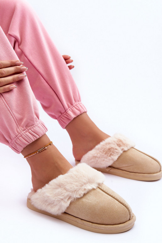 Women's Slippers with Faux Fur Light Beige Pinky Women's Slippers with Faux Fur Light Beige Pinky
