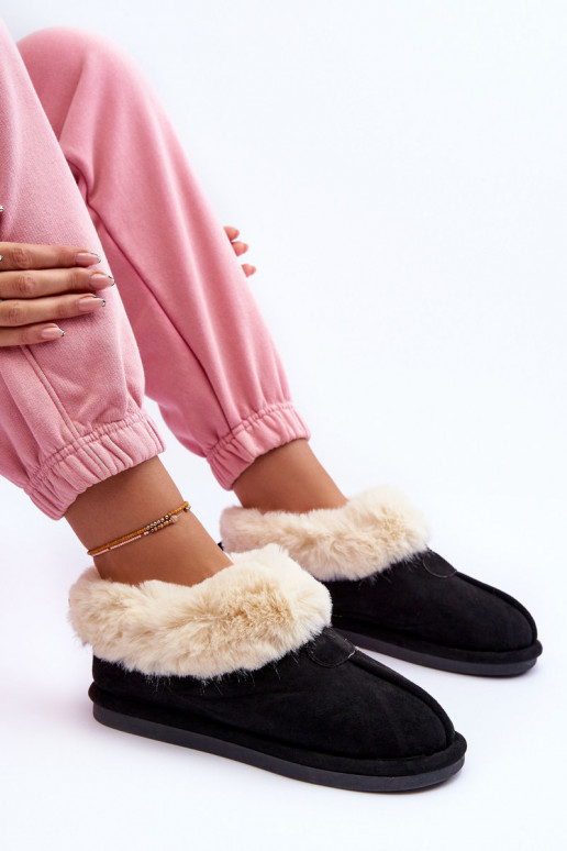 Women's Slippers With Fur Black Lanoze Women's Slippers With Fur Black Lanoze