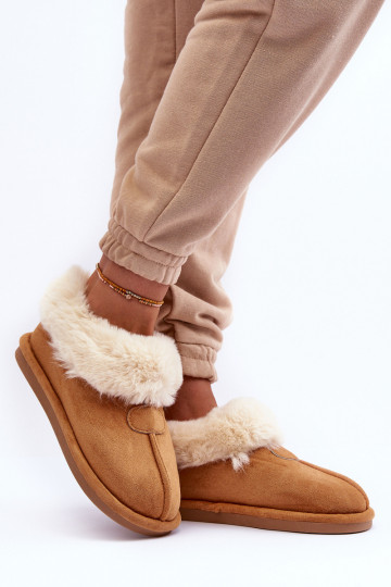 Women's Slippers With Faux Fur Brown Lanoze 2