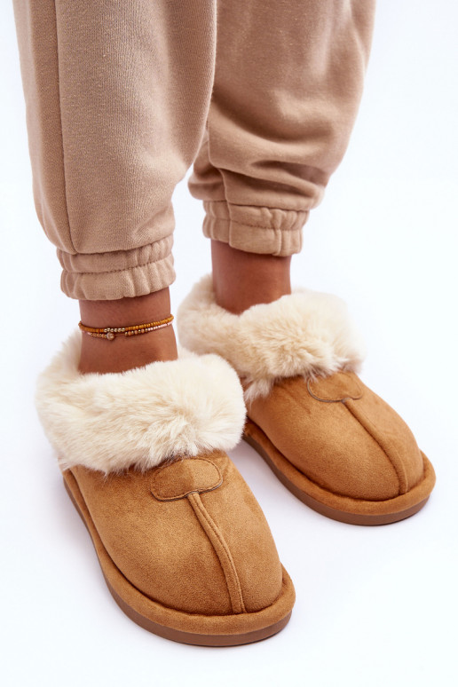 Women's Slippers With Faux Fur Brown Lanoze Women's Slippers With Faux Fur Brown Lanoze