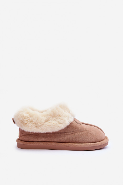Women's Slippers With Faux Fur Beige Lanoze Women's Slippers With Faux Fur Beige Lanoze