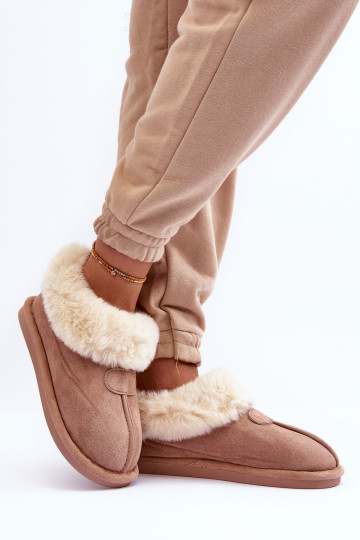 Women's Slippers With Faux Fur Beige Lanoze 2