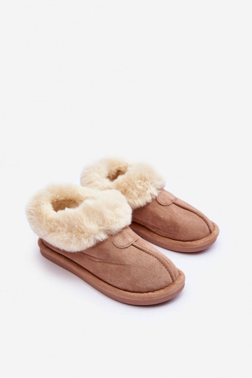 Women's Slippers With Faux Fur Beige Lanoze Women's Slippers With Faux Fur Beige Lanoze