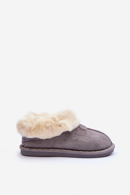 Women's Slippers With Faux Fur Gray Lanose Women's Slippers With Faux Fur Gray Lanose