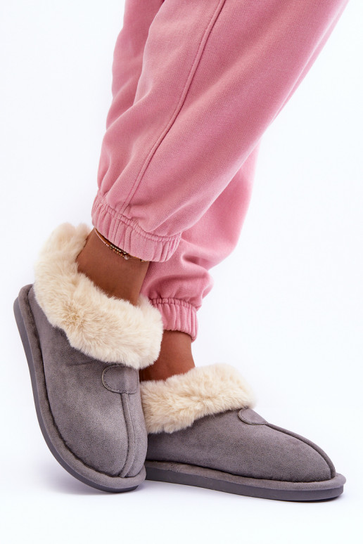Women's Slippers With Faux Fur Gray Lanose Women's Slippers With Faux Fur Gray Lanose
