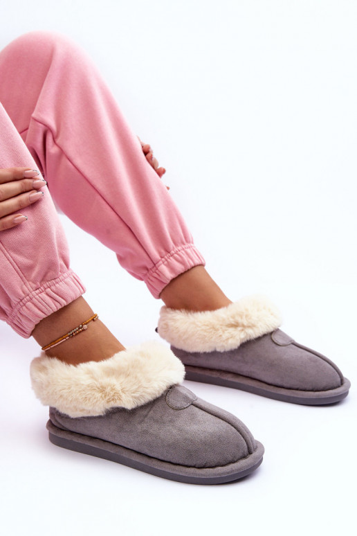 Women's Slippers With Faux Fur Gray Lanose Women's Slippers With Faux Fur Gray Lanose