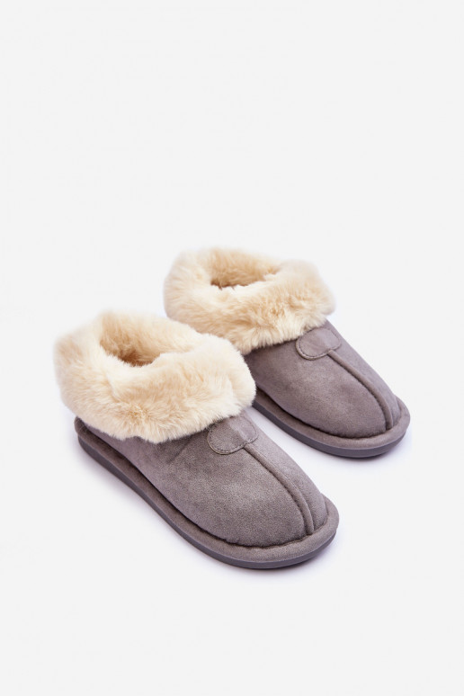 Women's Slippers With Faux Fur Gray Lanose Women's Slippers With Faux Fur Gray Lanose