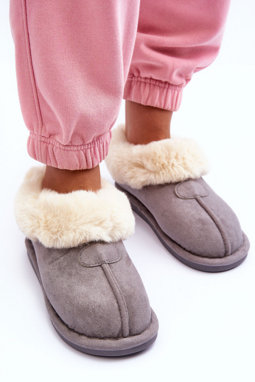 Women's Slippers With Faux Fur Gray Lanose Women's Slippers With Faux Fur Gray Lanose