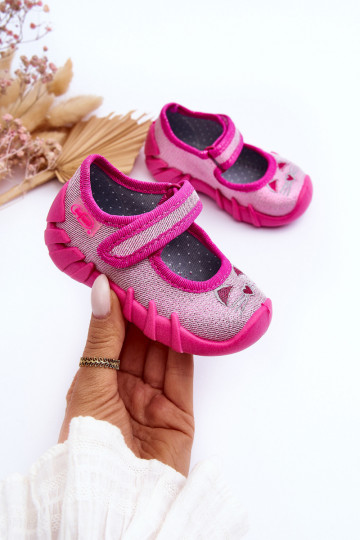 Glittering Cat Ballet Flats Befado 109P235 Pink Ballet Flats 2