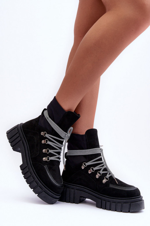 Women's Suede Lace-Up Boots Black Acorn Women's Suede Lace-Up Boots Black Acorn
