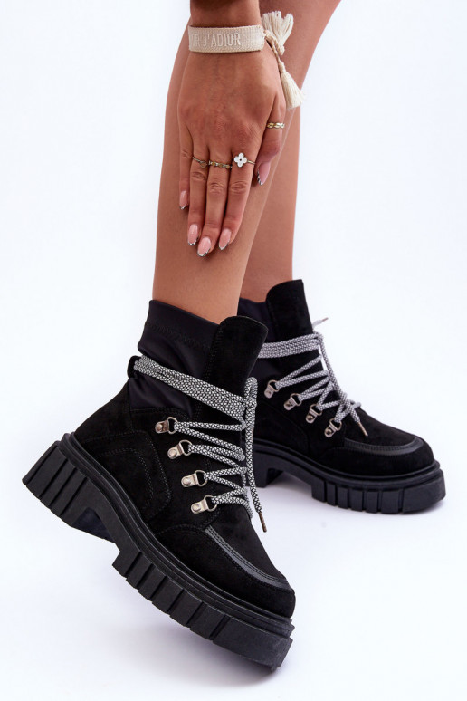 Women's Suede Lace-Up Boots Black Acorn Women's Suede Lace-Up Boots Black Acorn