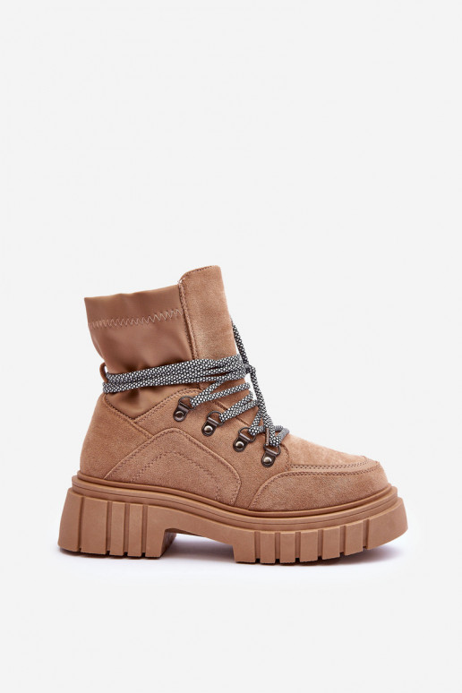 Women's Boots Suede Lace-Up Dark Beige Acorn