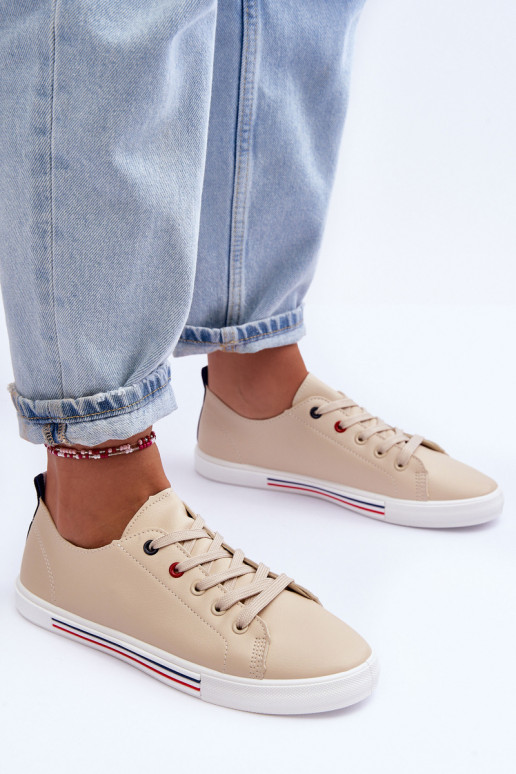 Women's Leather Sport Shoes Beige Mossaia Women's Leather Sport Shoes Beige Mossaia