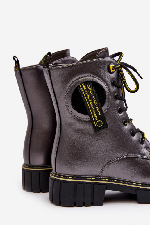 Children's Padded Trapper Boots Gray Iomare